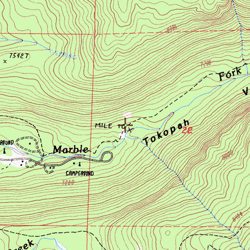 Topographic Map of Tokopah Valley, CA