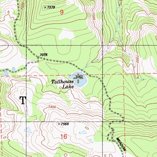 Topographic Map of Tollhouse Lake, CA