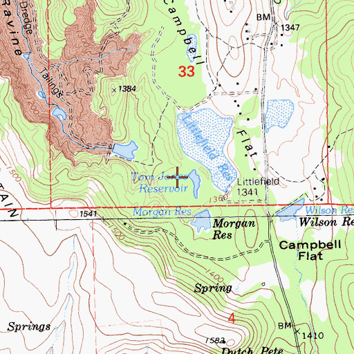 Topographic Map of Tom Jones Reservoir, CA