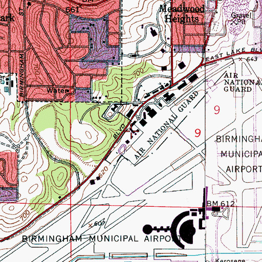 Topographic Map of Birmingham Fire and Rescue Service Station 5, AL