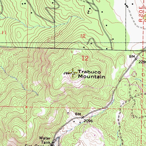 Topographic Map of Trabuco Mountain, CA