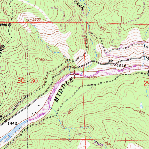 Topographic Map of Tramp Creek, CA