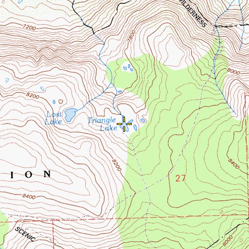 Topographic Map of Triangle Lake, CA