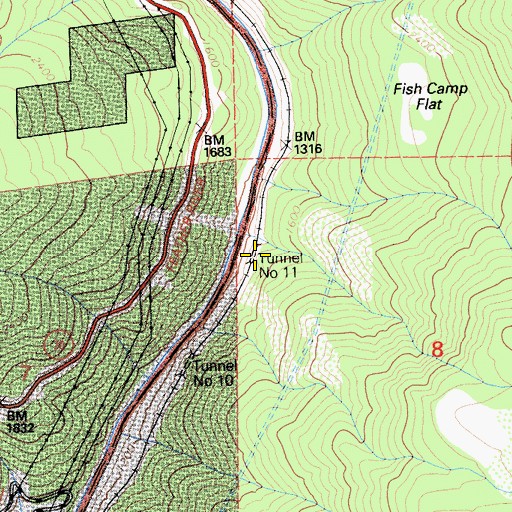 Topographic Map of Tunnel Number Eleven, CA