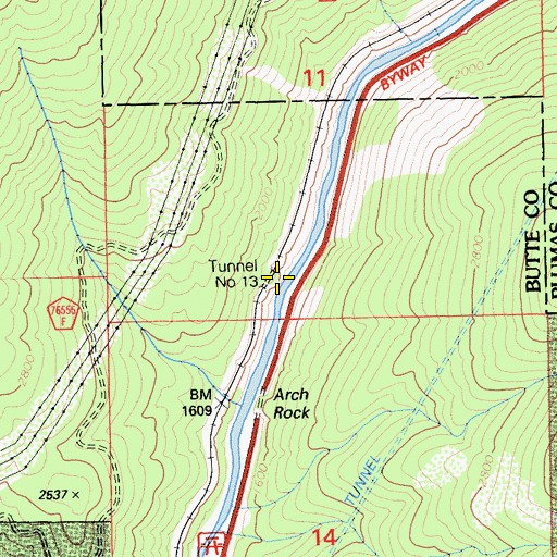 Topographic Map of Tunnel Number Thirteen, CA