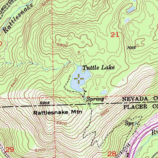 Topographic Map of Tuttle Lake, CA