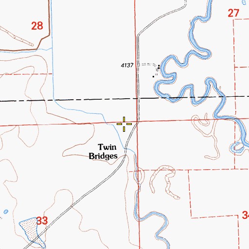 Topographic Map of Twin Bridges, CA