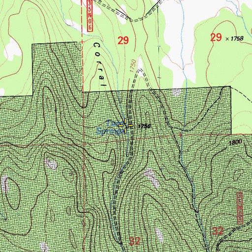 Topographic Map of Twin Springs, CA