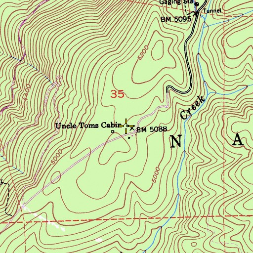 Topographic Map of Uncle Toms Cabin, CA