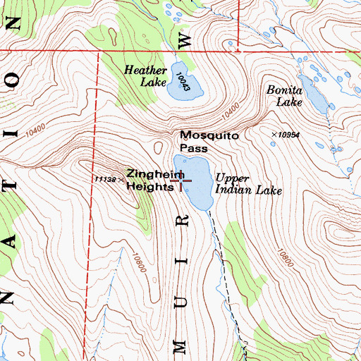 Topographic Map of Upper Indian Lake, CA