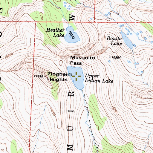 Topographic Map of Upper Indian Lake, CA