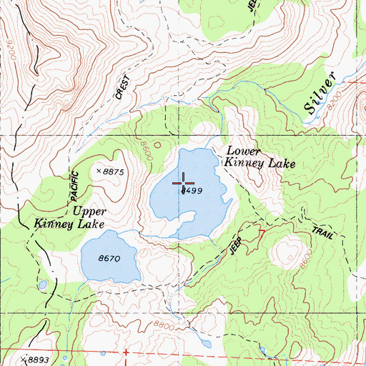 Topographic Map of Upper Kinney Lake, CA