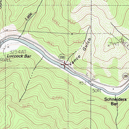 Topographic Map of Vance Gulch, CA