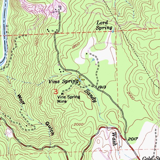Topographic Map of Vine Spring, CA