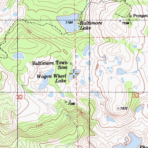 Topographic Map of Wagon Wheel Lake, CA