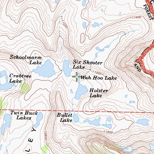 Topographic Map of Wah Hoo Lake, CA