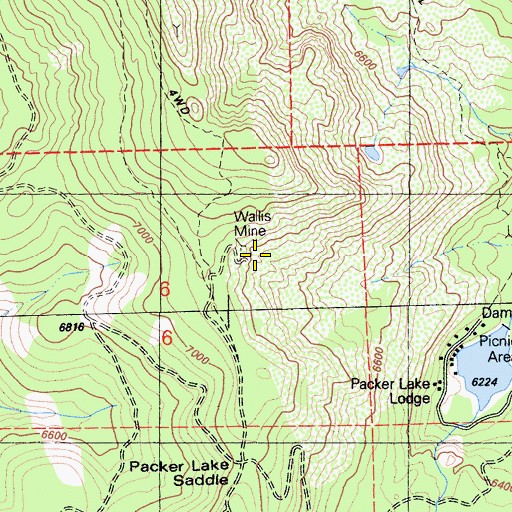 Topographic Map of Wallis Mine, CA