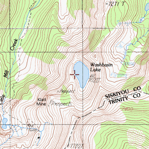 Topographic Map of Washbasin Lake, CA