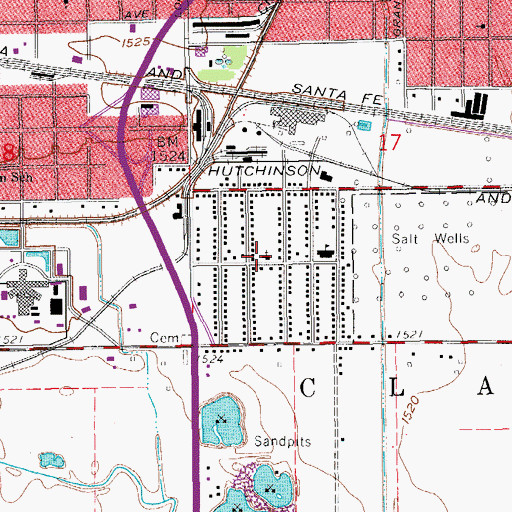 Topographic Map of Berean Baptist Church, KS