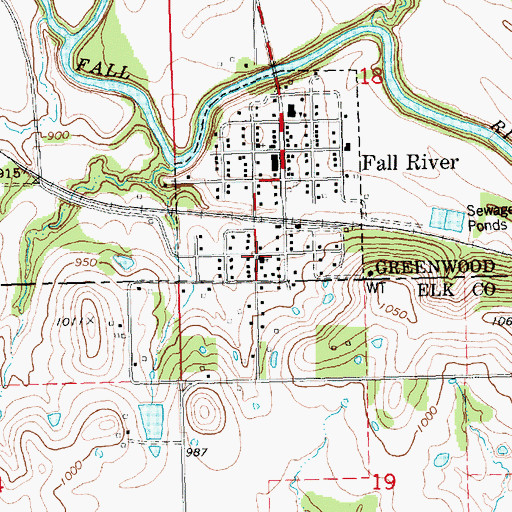 Topographic Map of Fall River Christian Church, KS