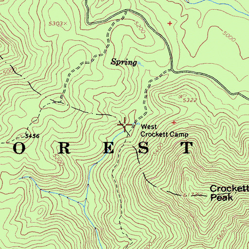 Topographic Map of West Crockett Camp, CA