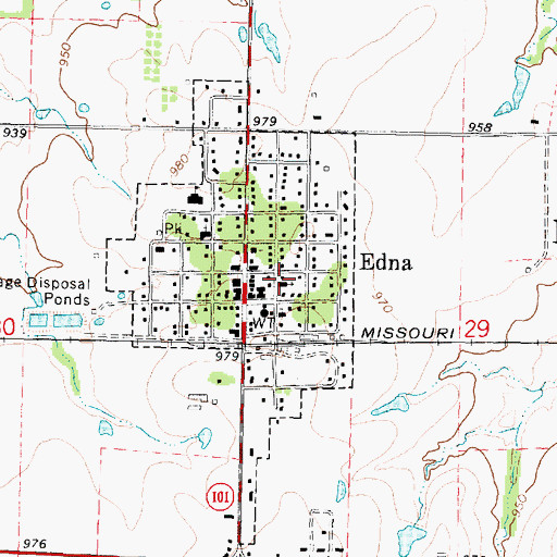 Topographic Map of Cross Timbers Community Church, KS