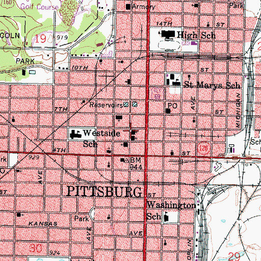 Topographic Map of The Presbyterian Church, KS