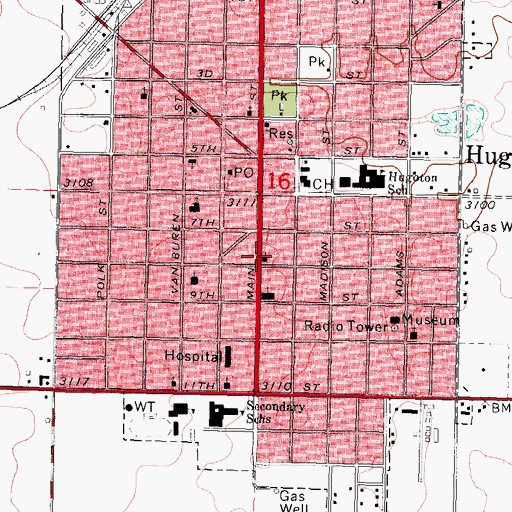 Topographic Map of Hugoton Baptist Church, KS