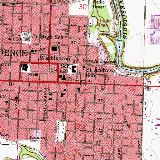 Topographic Map of Quinn Chapel African Methodist Episcopal Church, KS