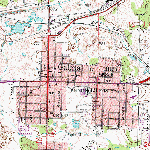 Topographic Map of Sixth Street Baptist Church, KS