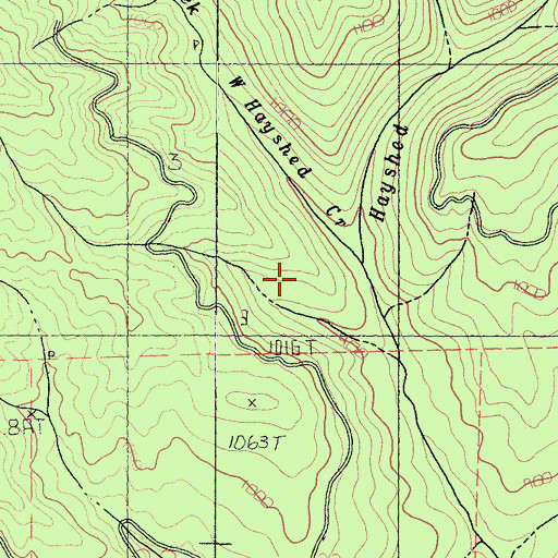 Topographic Map of West Hayshed Creek, CA