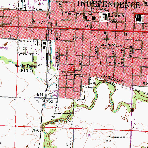 Topographic Map of Youngs Chapel, KS