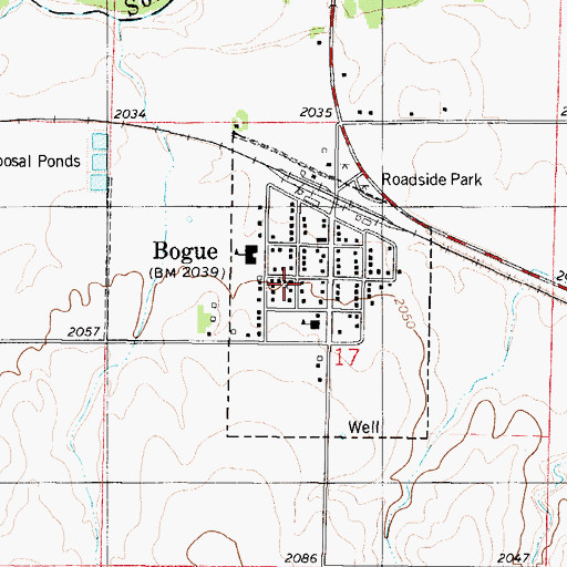 Topographic Map of Bogue United Methodist Church, KS
