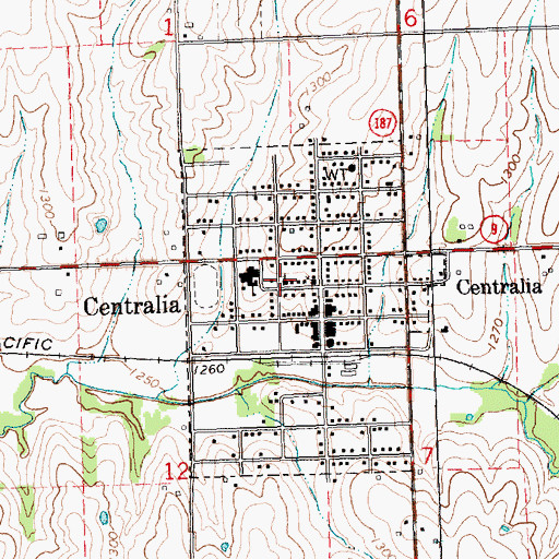 Topographic Map of Central United Methodist Church, KS