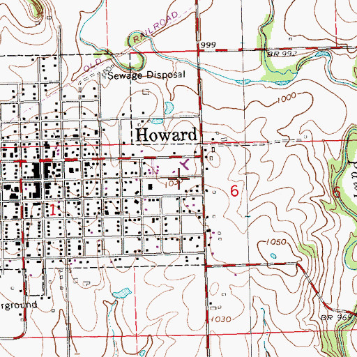 Topographic Map of Howard United Methodist Church, KS