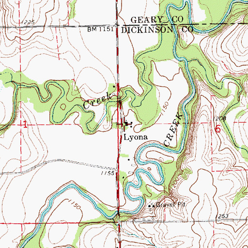 Topographic Map of Lyona United Methodist Church, KS