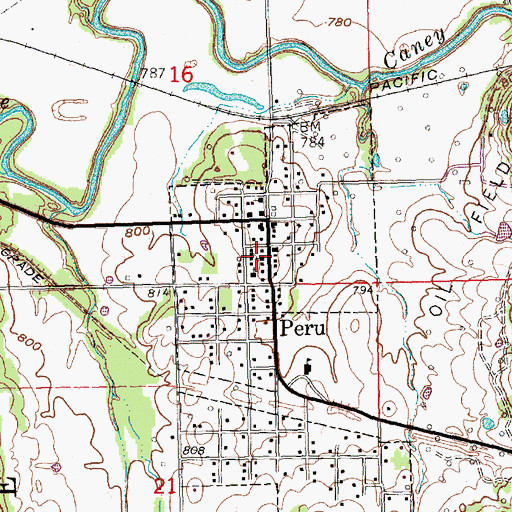 Topographic Map of Peru United Methodist Church, KS