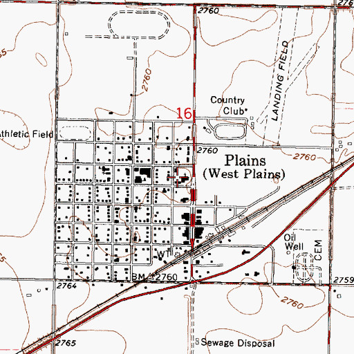 Topographic Map of Plains United Methodist Church, KS
