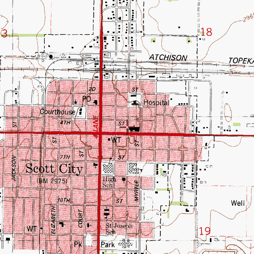 Topographic Map of Scott City United Methodist Church, KS