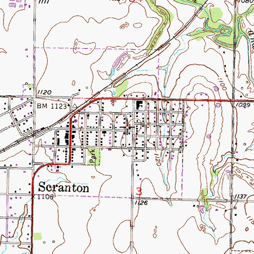 Topographic Map of Scranton United Methodist Church, KS
