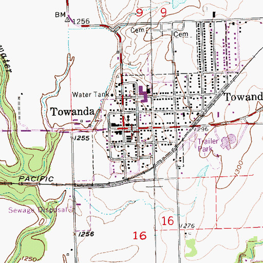 Topographic Map of Towanda United Methodist Church, KS