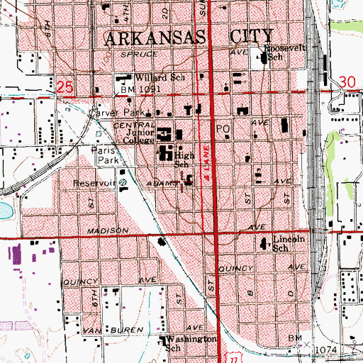 Topographic Map of First Presbyterian Church, KS