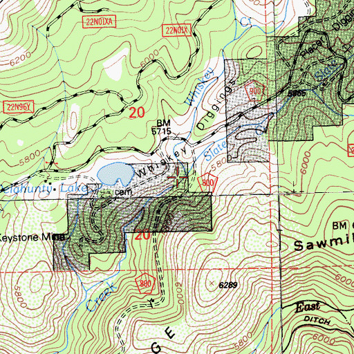 Topographic Map of Whiskey Creek, CA