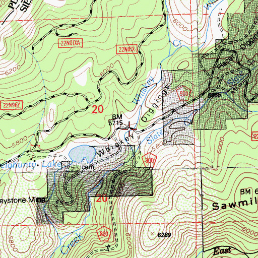 Topographic Map of Whiskey Diggings, CA