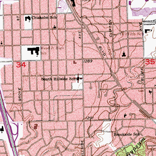 Topographic Map of Calvary Chapel Wichita, KS