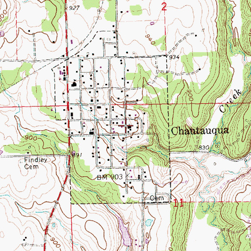 Topographic Map of Chautauqua Baptist Church, KS