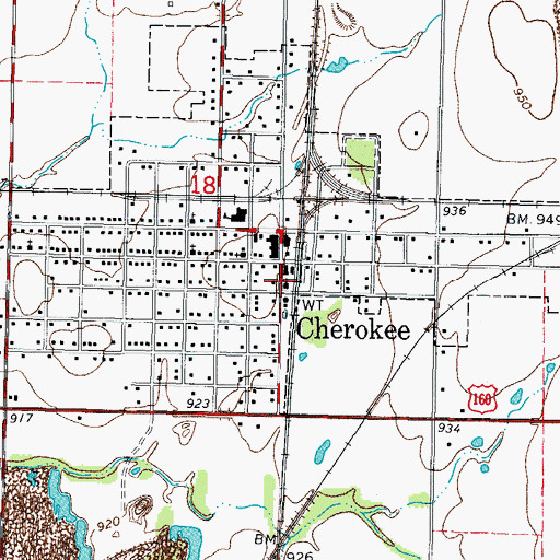 Topographic Map of First Baptist Church of Cherokee, KS