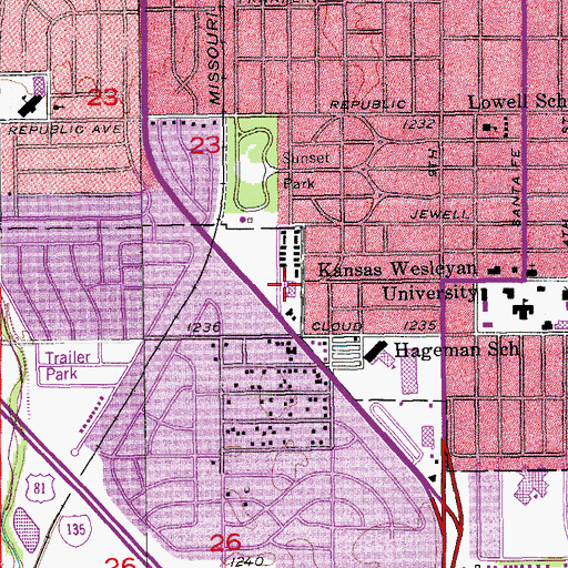 Topographic Map of United Methodist Church of the Cross, KS