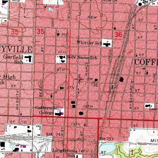 Topographic Map of Saint Paul's Episcopal Church, KS