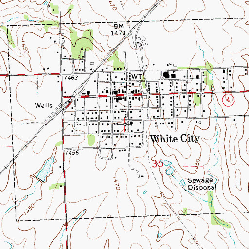 Topographic Map of White City Christian Church, KS